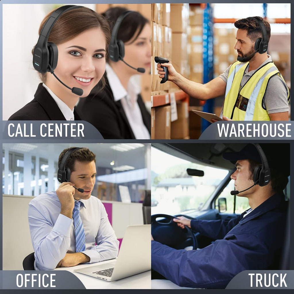 Wireless Headset with Microphone, Single-Ear Headphone with Adjustable Headband B333231