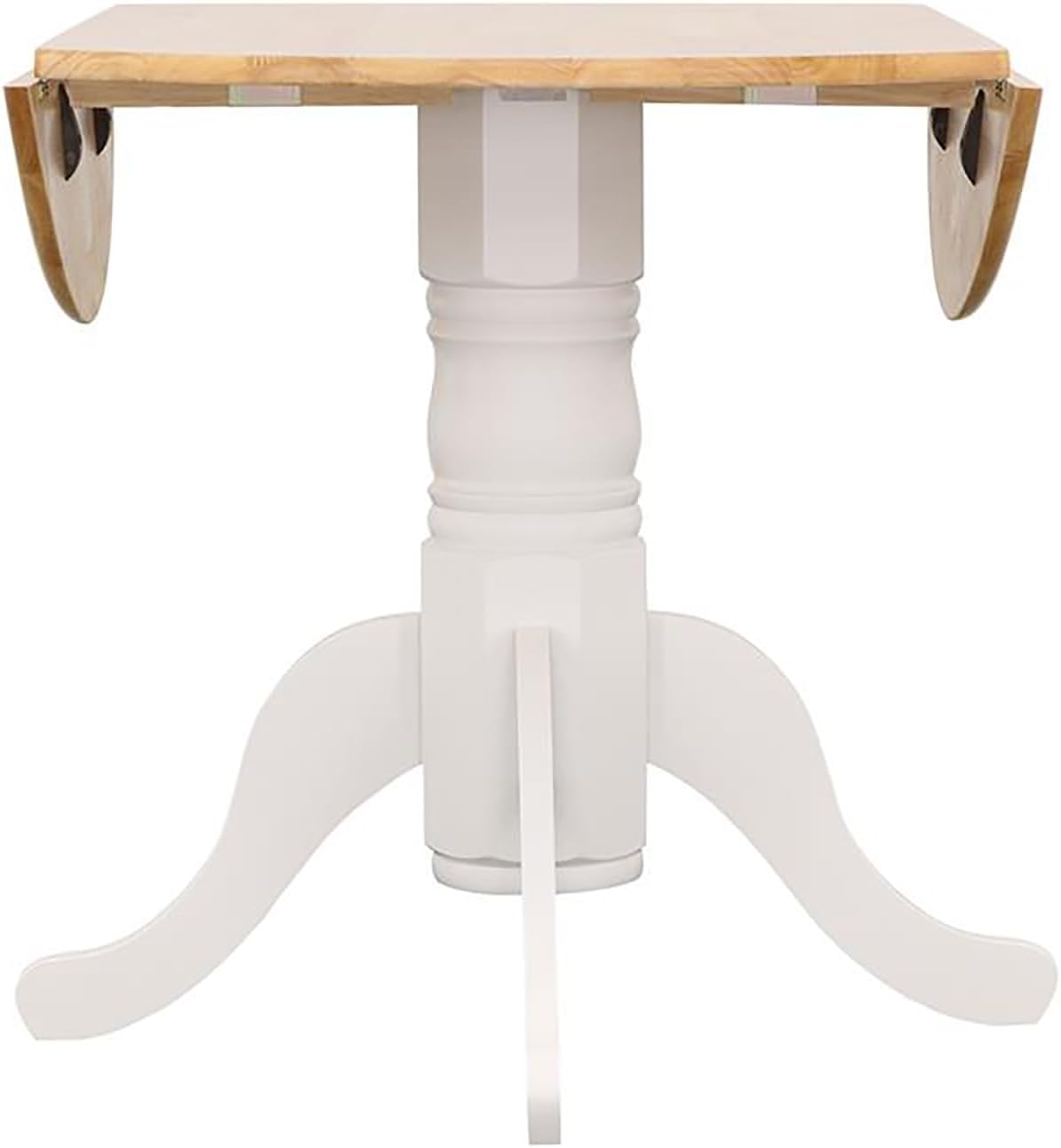 Natural Brown and White Round Drop Leaf Dining Table A48062
