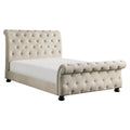 Beige California King Wood Tufted Sleigh Bed X290372