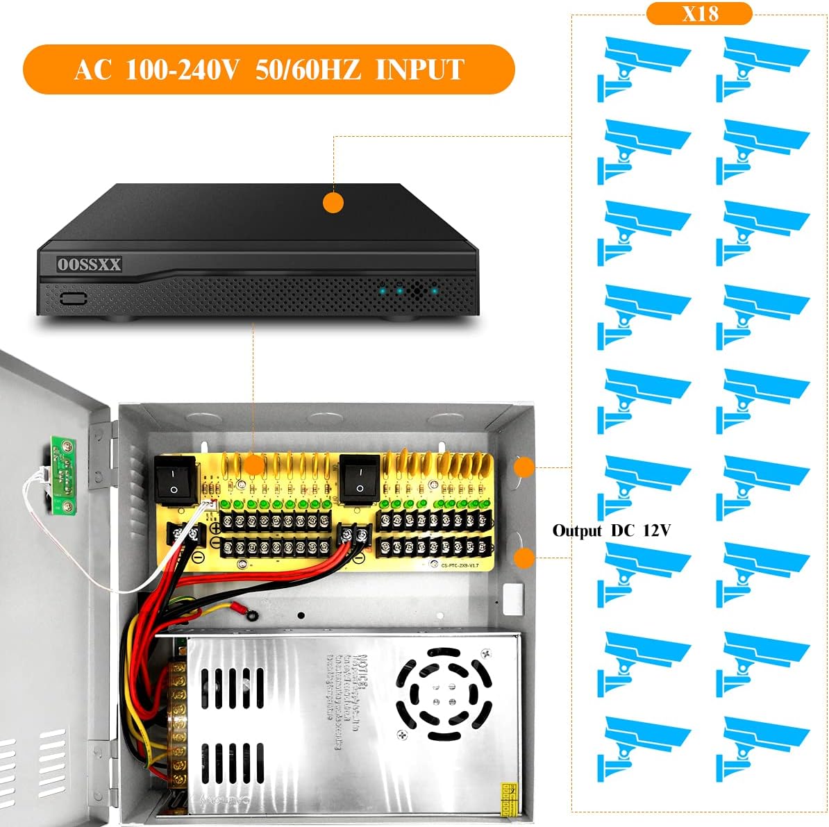 CCTV Power Supply 18 Channel 12V 20A R895308