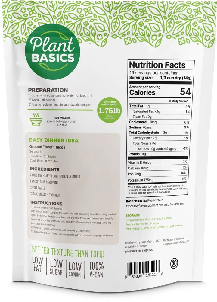 Unflavored Plant Protein Crumbles, 8 oz (Pack of 6) B394