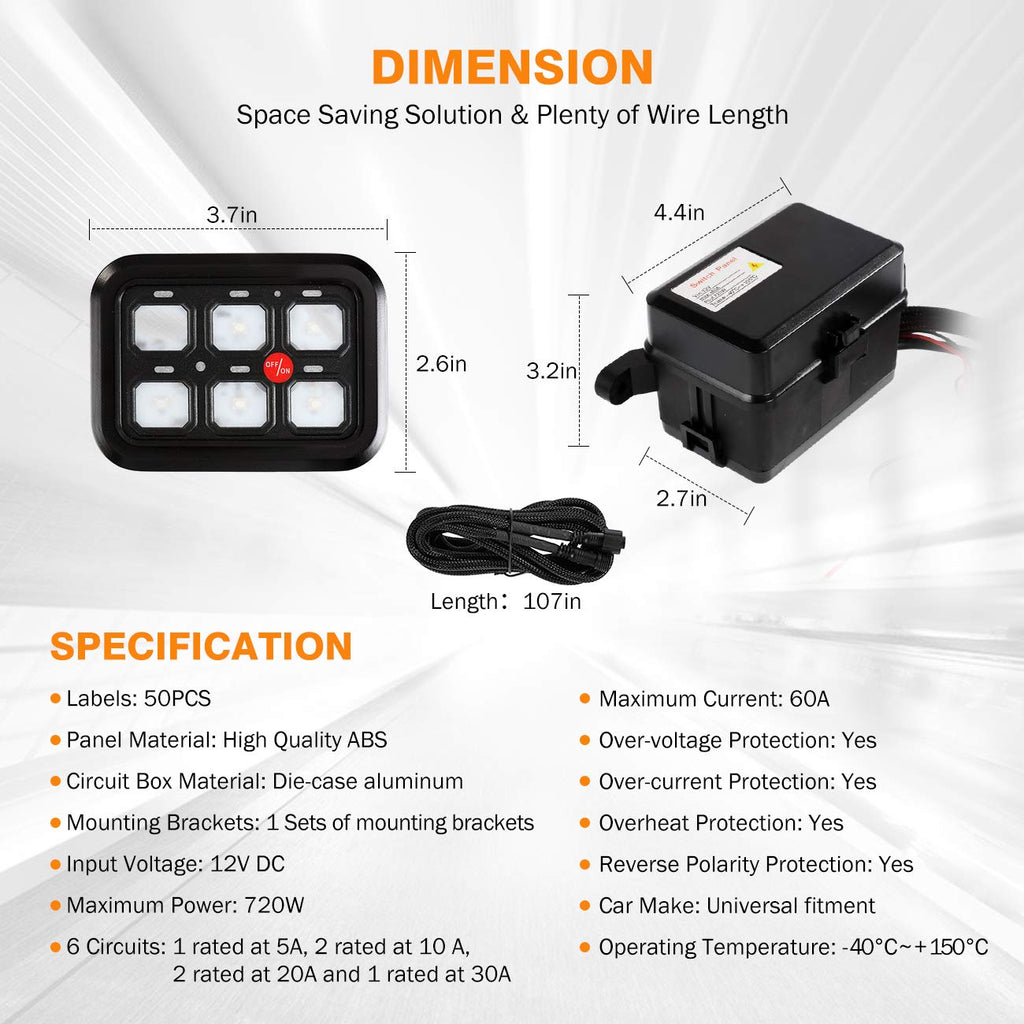 6 Gang Switch Panel LED Touch Switch Box R86528