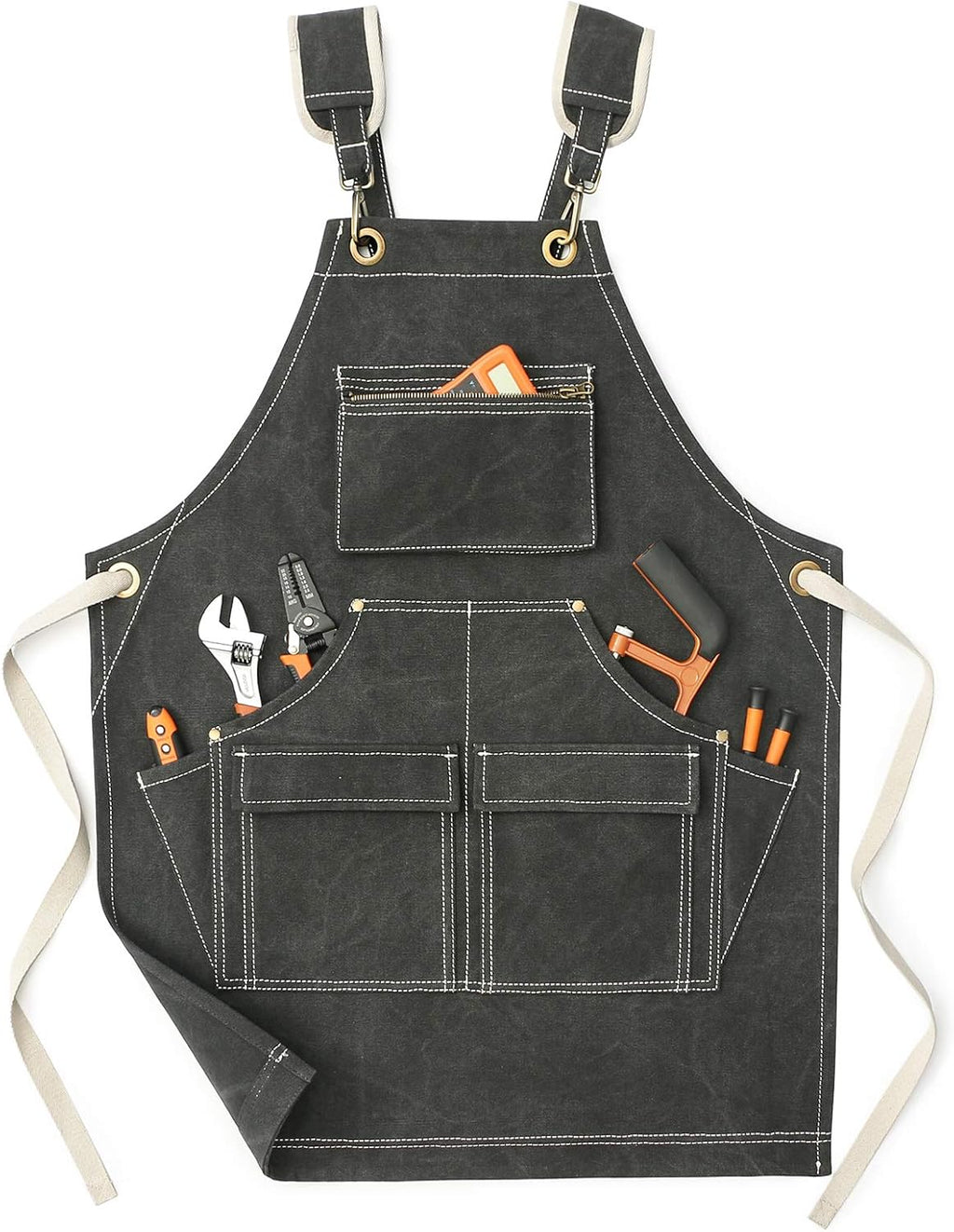 Olive Green Canvas Cross Back Shop Apron M77652