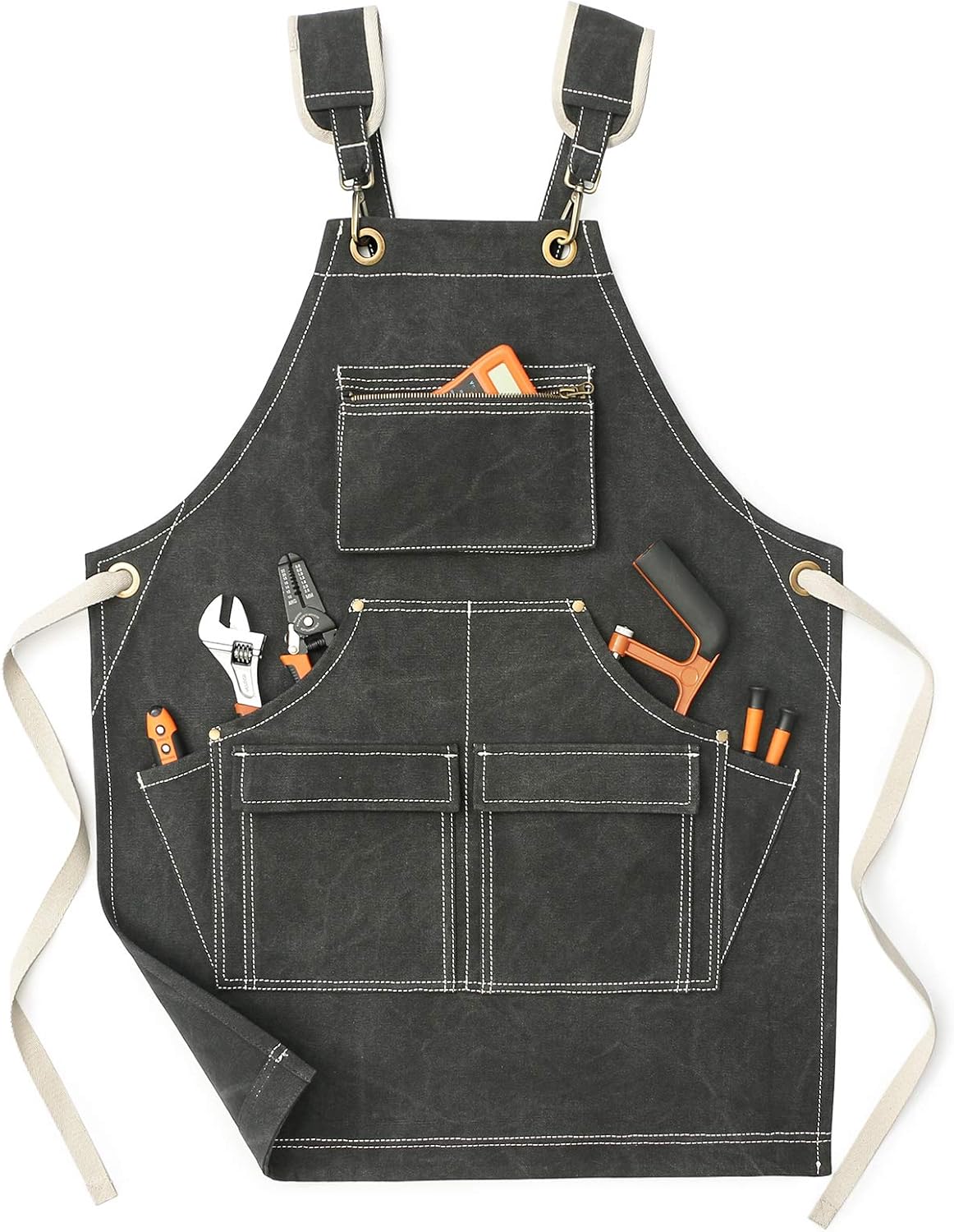 Olive Green Canvas Cross Back Shop Apron M77652