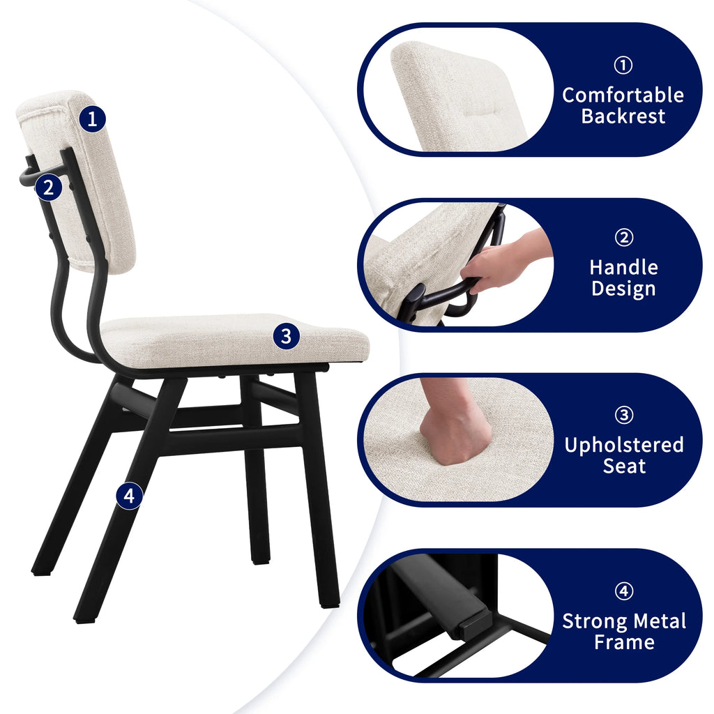 Dining Chairs Set of 2 Off-White Metal Legs K98903