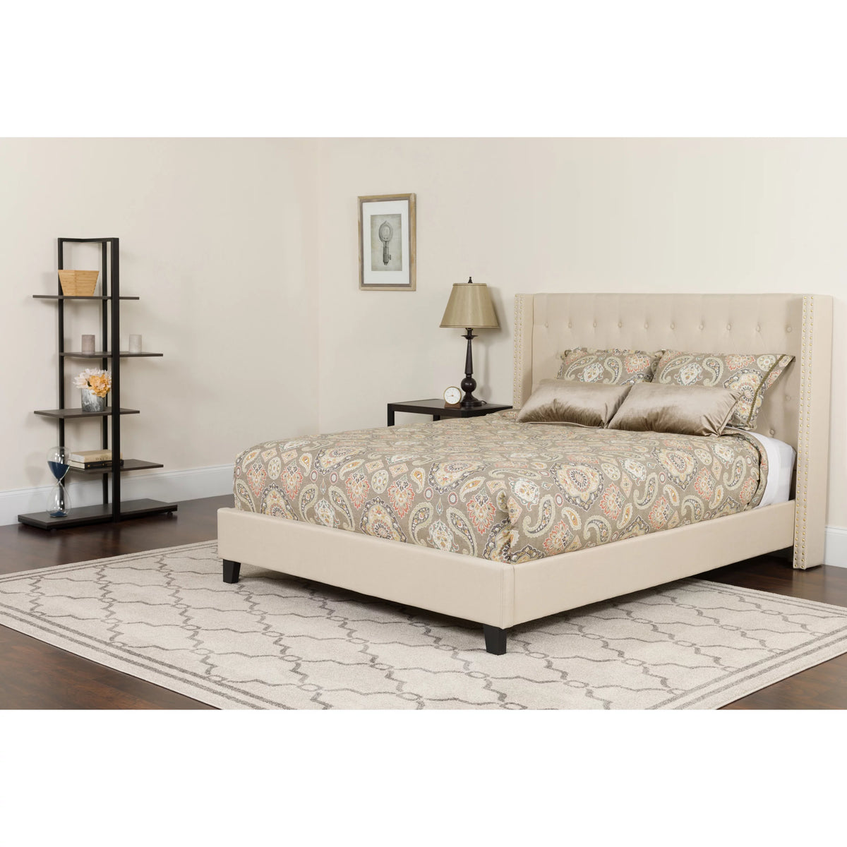 King Size Tufted Upholstered Platform Bed with Mattress I81807