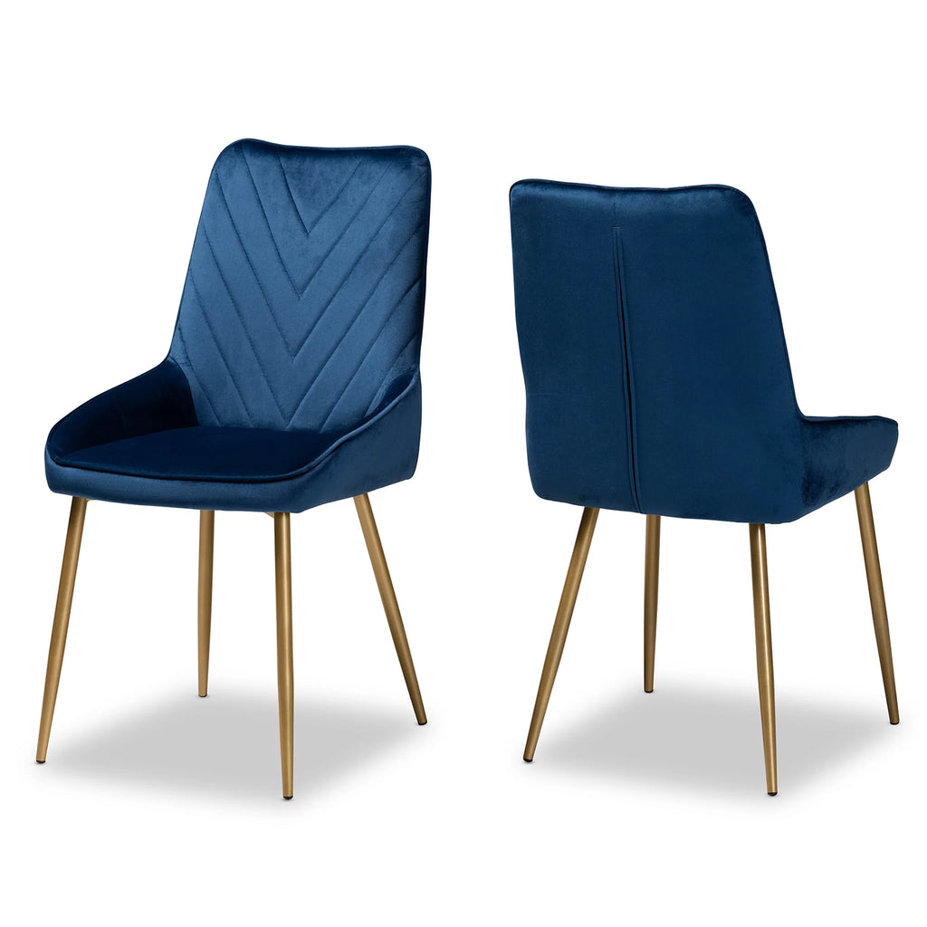 Navy Blue/Gold Dining Chair Set of 2 U9795