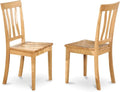 Antique Slat Back Wooden Seat Chairs, Set Of 2, Oak D90879