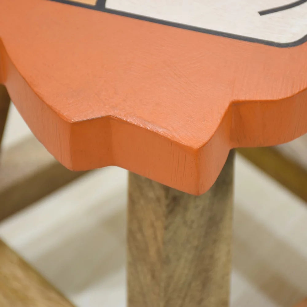 Handmade Mango Wood Orange Lion Shaped Stool K9661