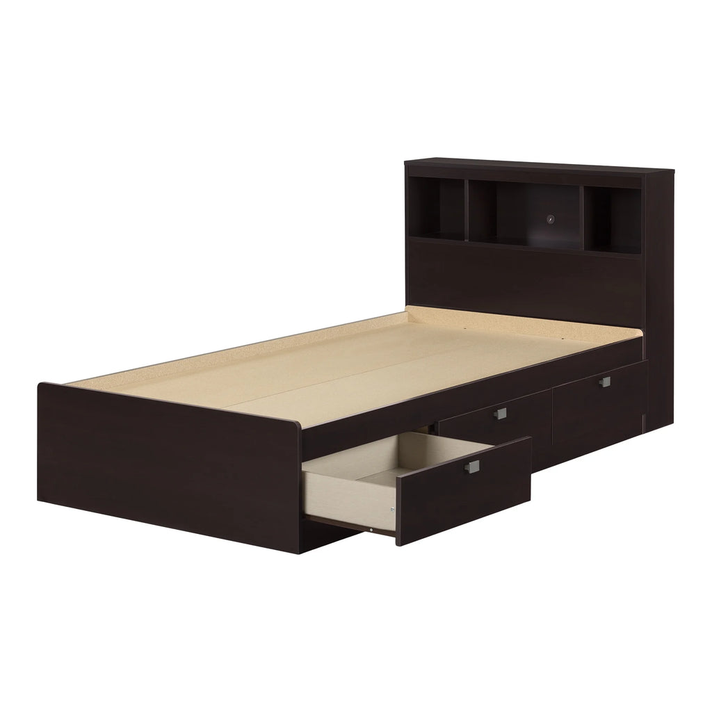 Twin 3 Drawer Storage Bed with Bookcase Headboard R7937