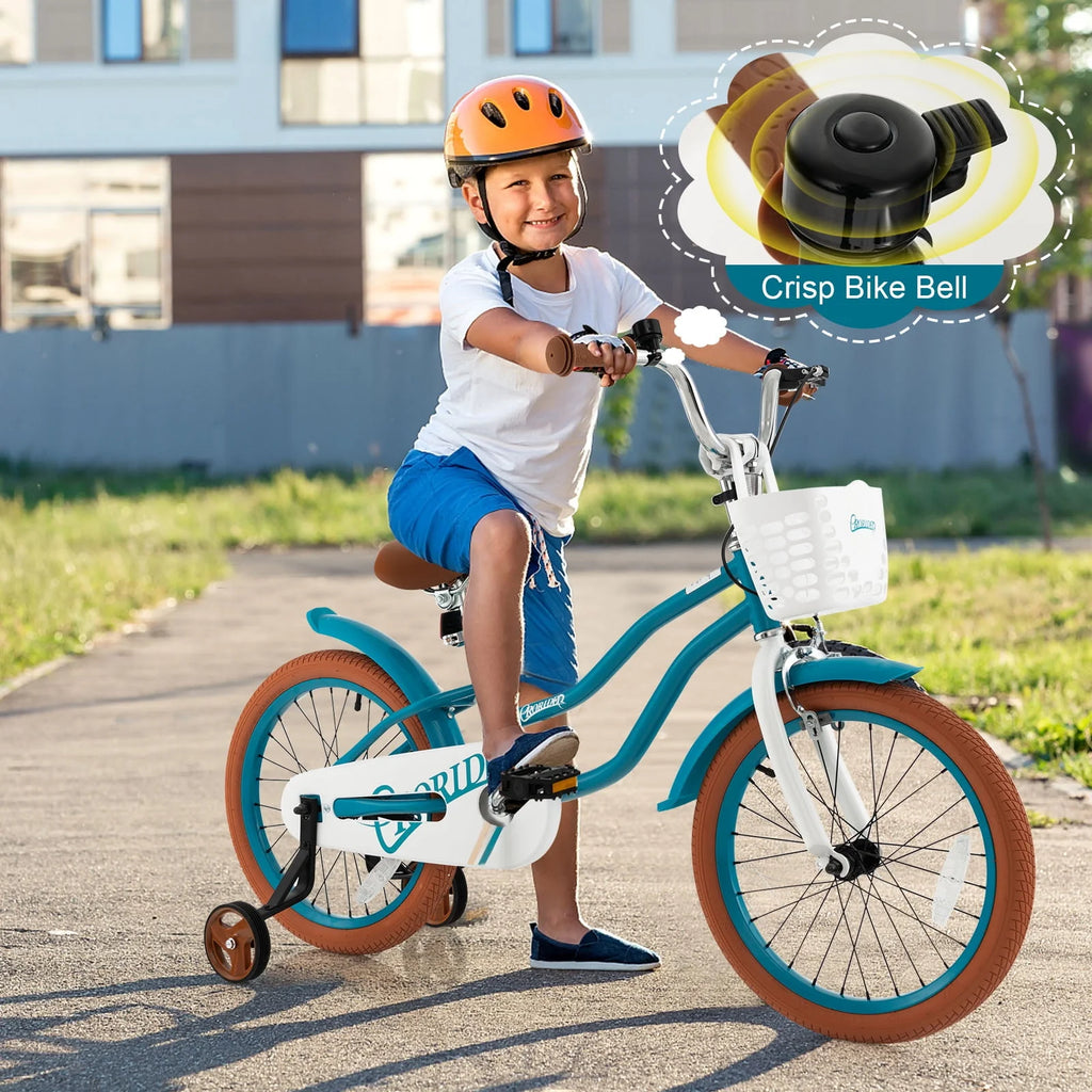 18'' Kids Bike with Training Wheel Kickstand Pink R5728