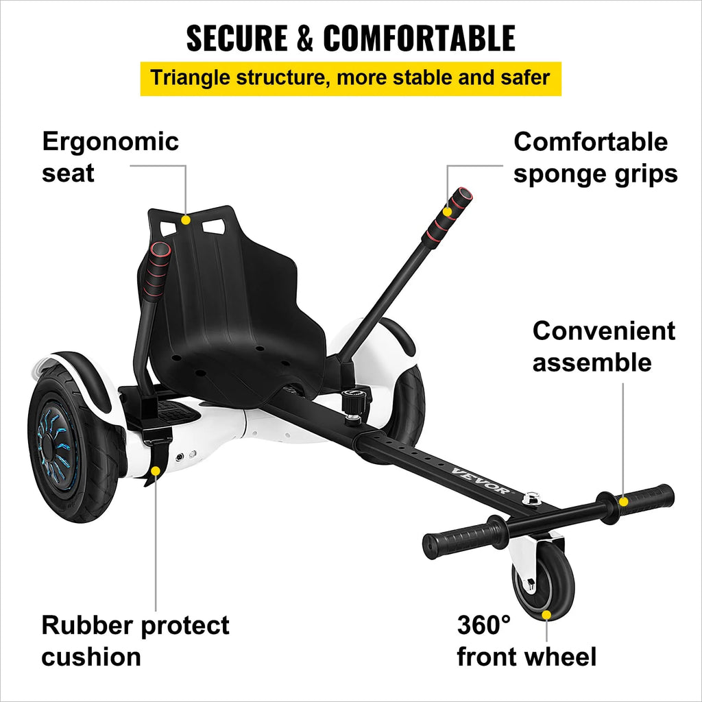 Hoverboard Go Kart Seat Attachment for 6.5" 8" 10" Self Balancing Scooter O321