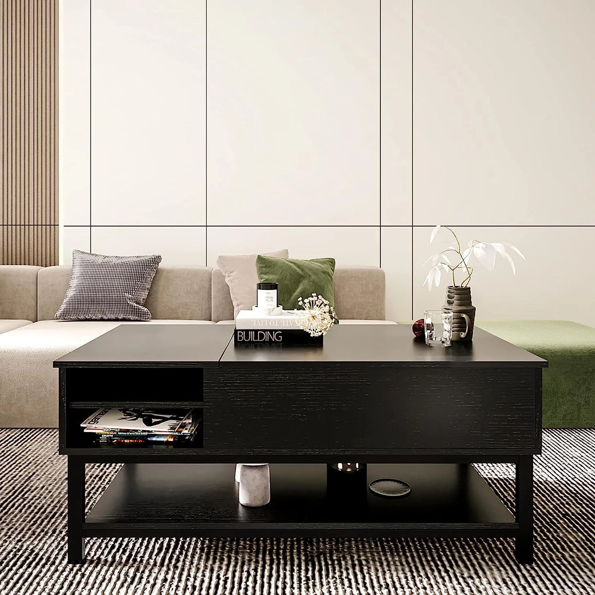 42" Black Lift Top Coffee Table Q35312