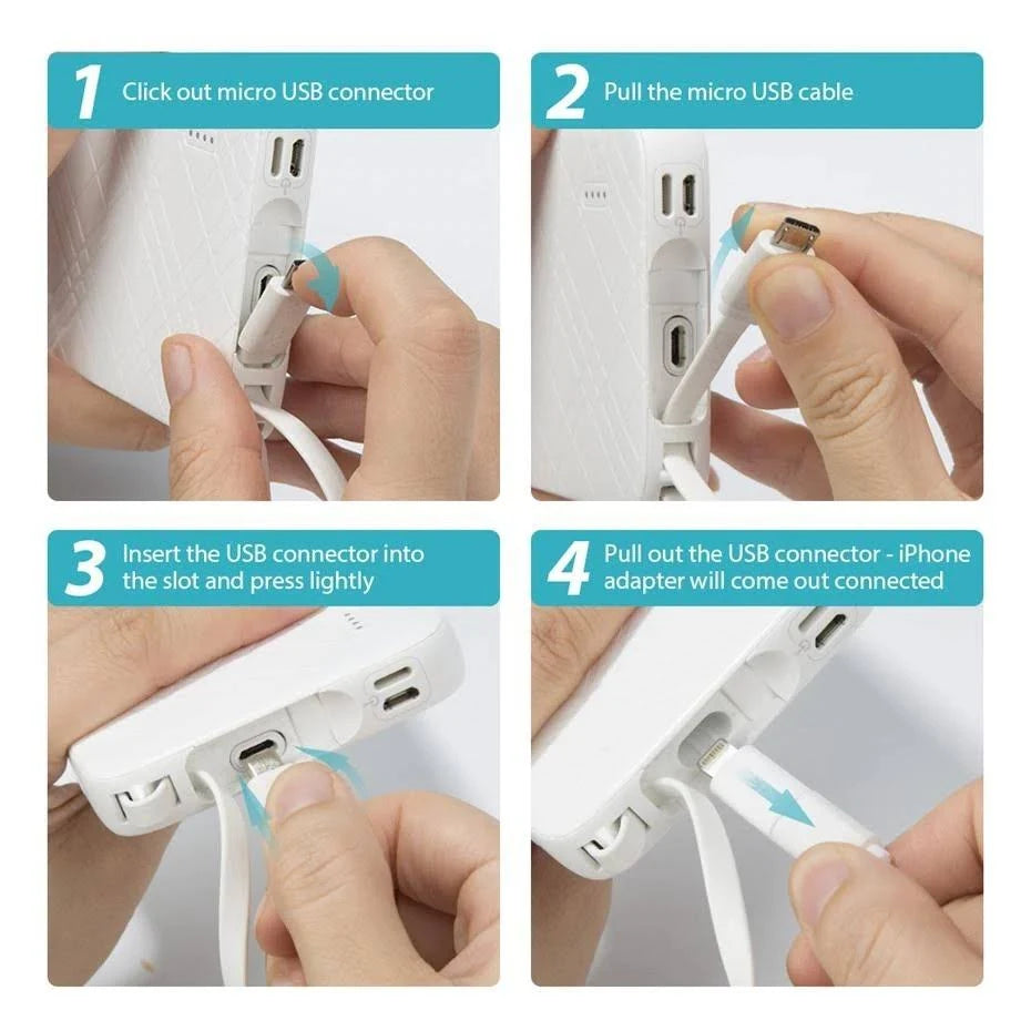 10000mAh Power Bank with Built-in Micro USB Cable Q35465