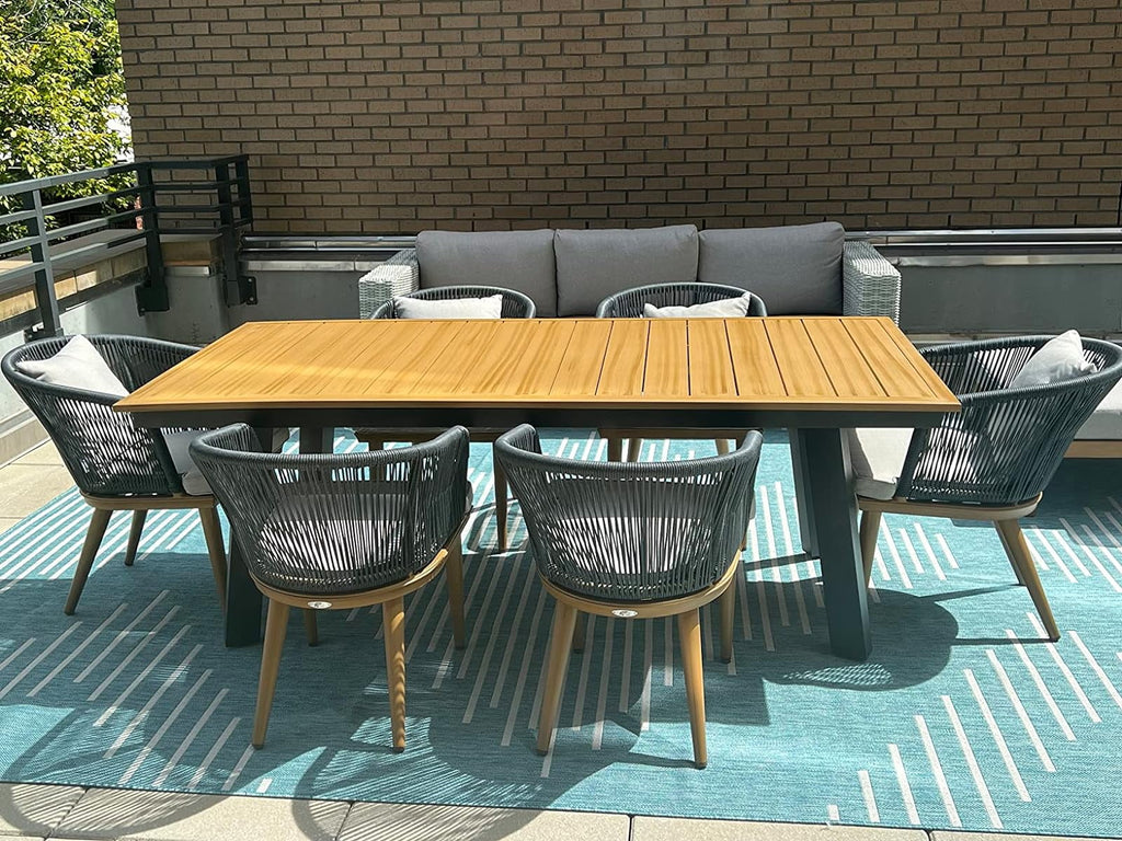 7 Pieces Wicker Rectangular Dining Set N70677