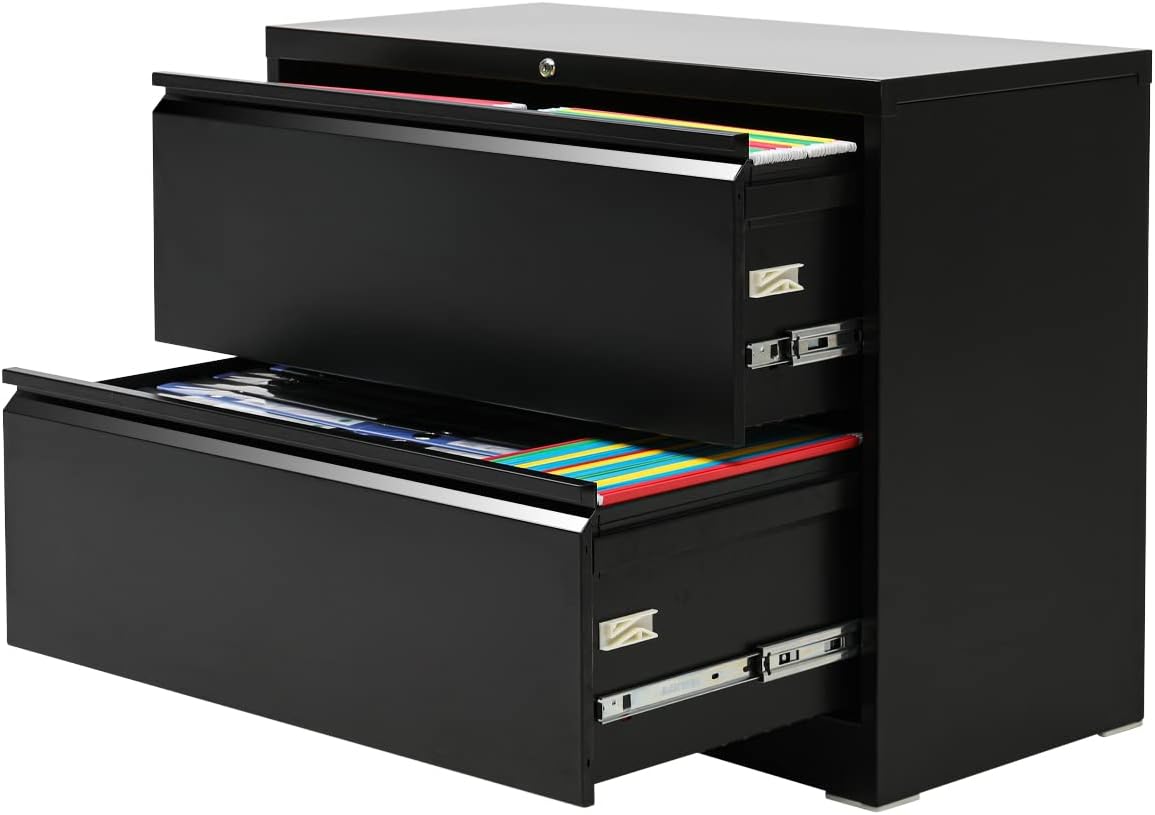 White 2 Drawer Lateral File Cabinet with Lock Z6204