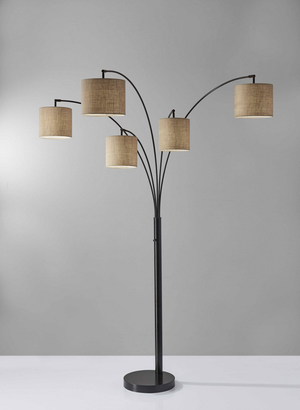 Brushed Steel Metal 5-Arm Arc Lamp O656789