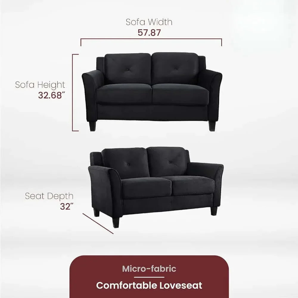 Black 2-Seater Sofa A116