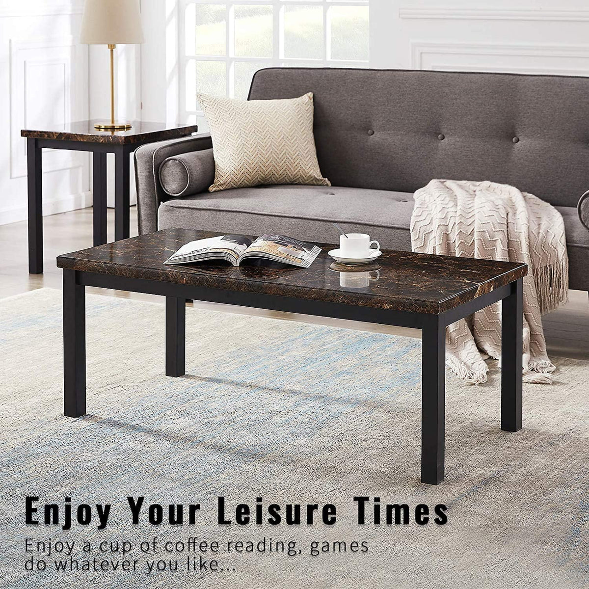 3 Piece Faux Marble Coffee Table Set F266