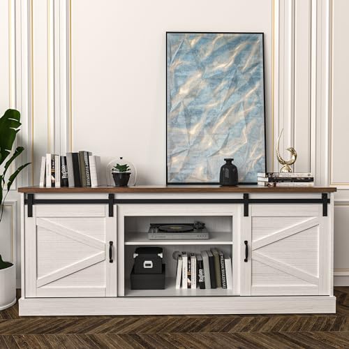White TV Stand with Fireplace for 70" TV V664