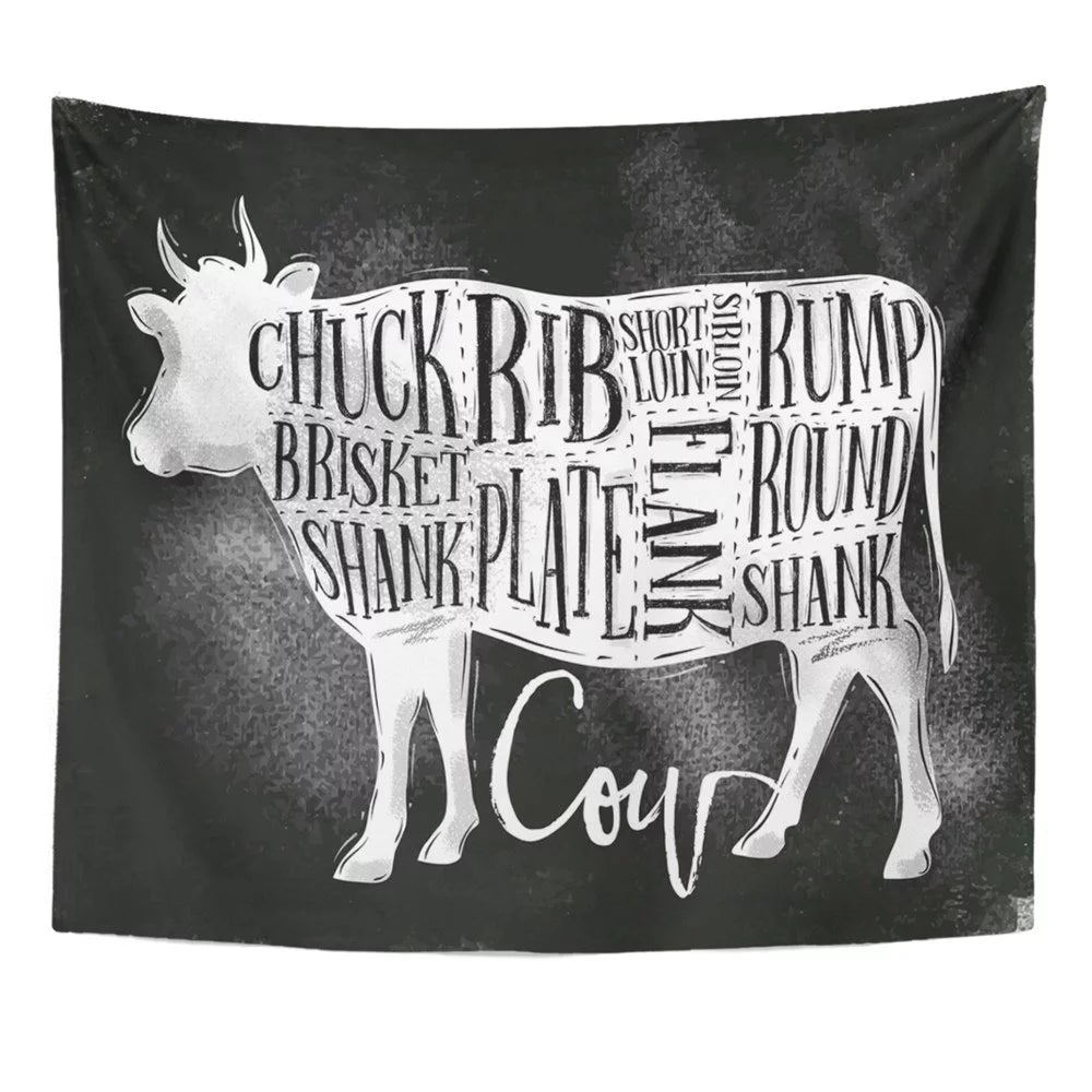 Beef Cutting Scheme Wall Art Hanging Tapestry 51x60 inch R655906