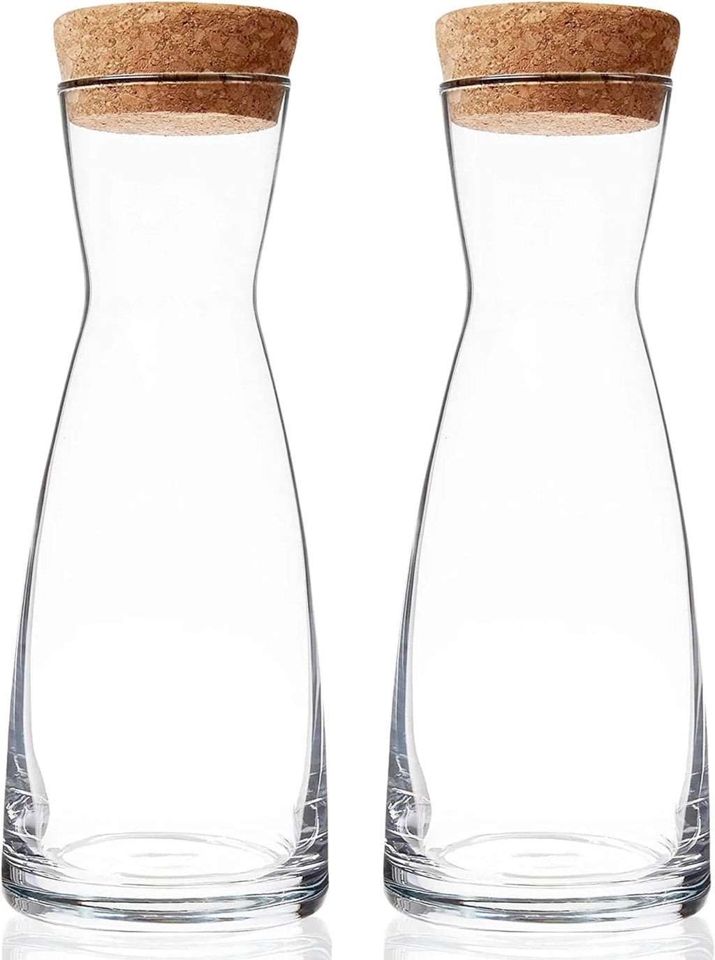 Set Of 2 Glass Carafe With Cork Lid, 36.5 Oz P2203