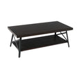 Gray 48" Coffee Table with Solid Wood Top and Open Storage Shelf A539008