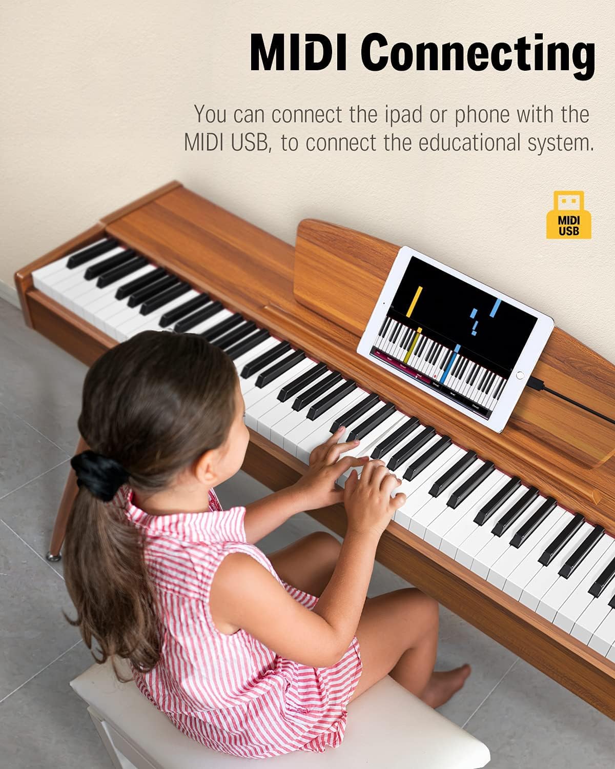 88 Key Weighted Digital Piano with Stand, Triple Pedal and MIDI V23793