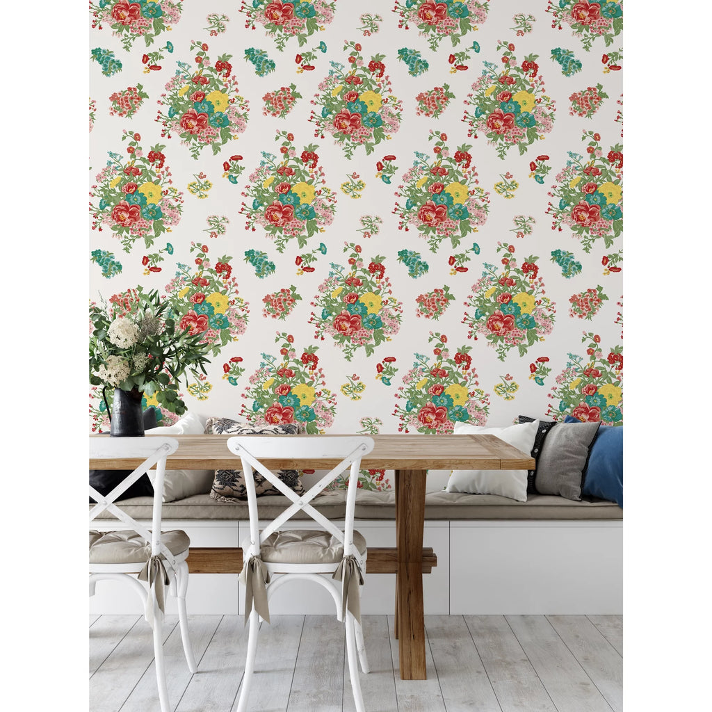 White Floral Peel and Stick Wallpaper B88531