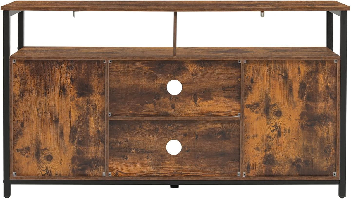 Rustic Brown TV Stand with Storage Shelves E834529