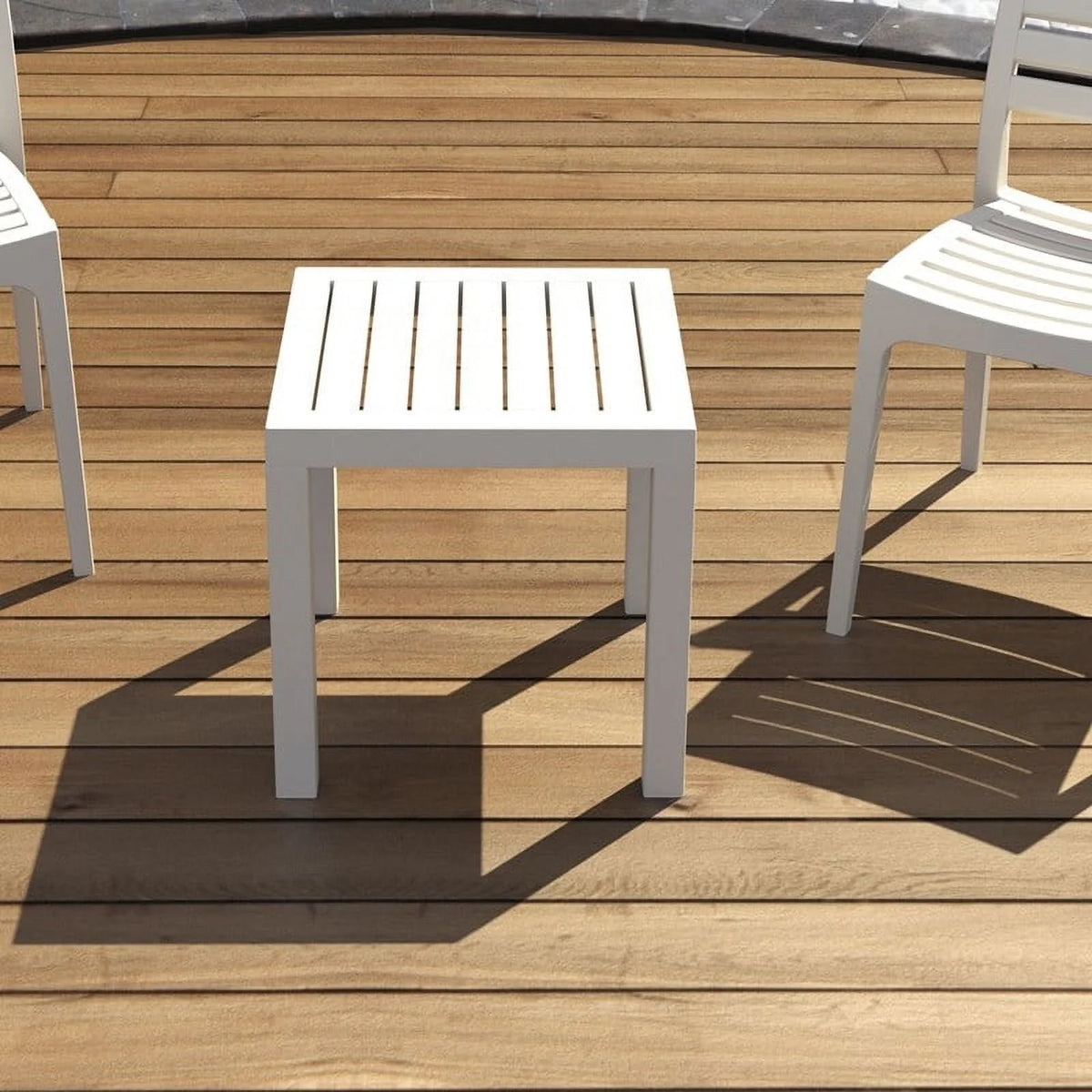 2 Piece White Resin Patio Side Table Set Z16217