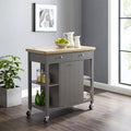 Wood Kitchen Cart with Bamboo Top R9042