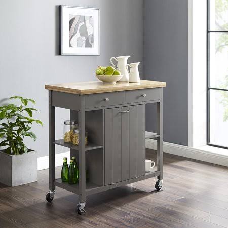 Wood Kitchen Cart with Bamboo Top R9042