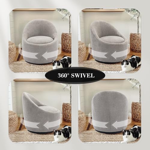Beige Swivel Accent Chair with Hidden Storage T52985