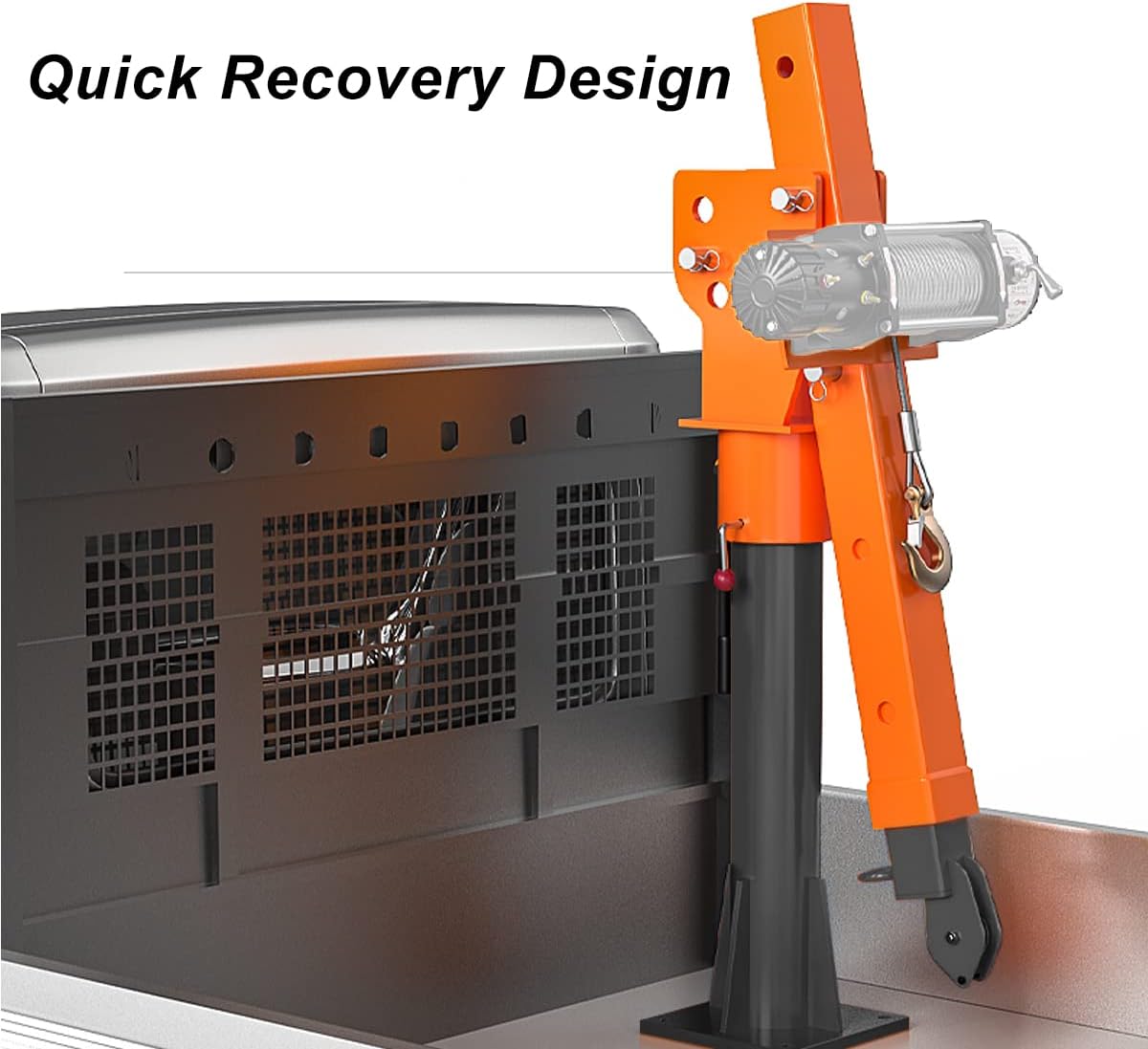 1100lb Folding Truck-Mounted Crane with Electric Winch 3500 lb 12V Painted Steel 360 Swivel W67688