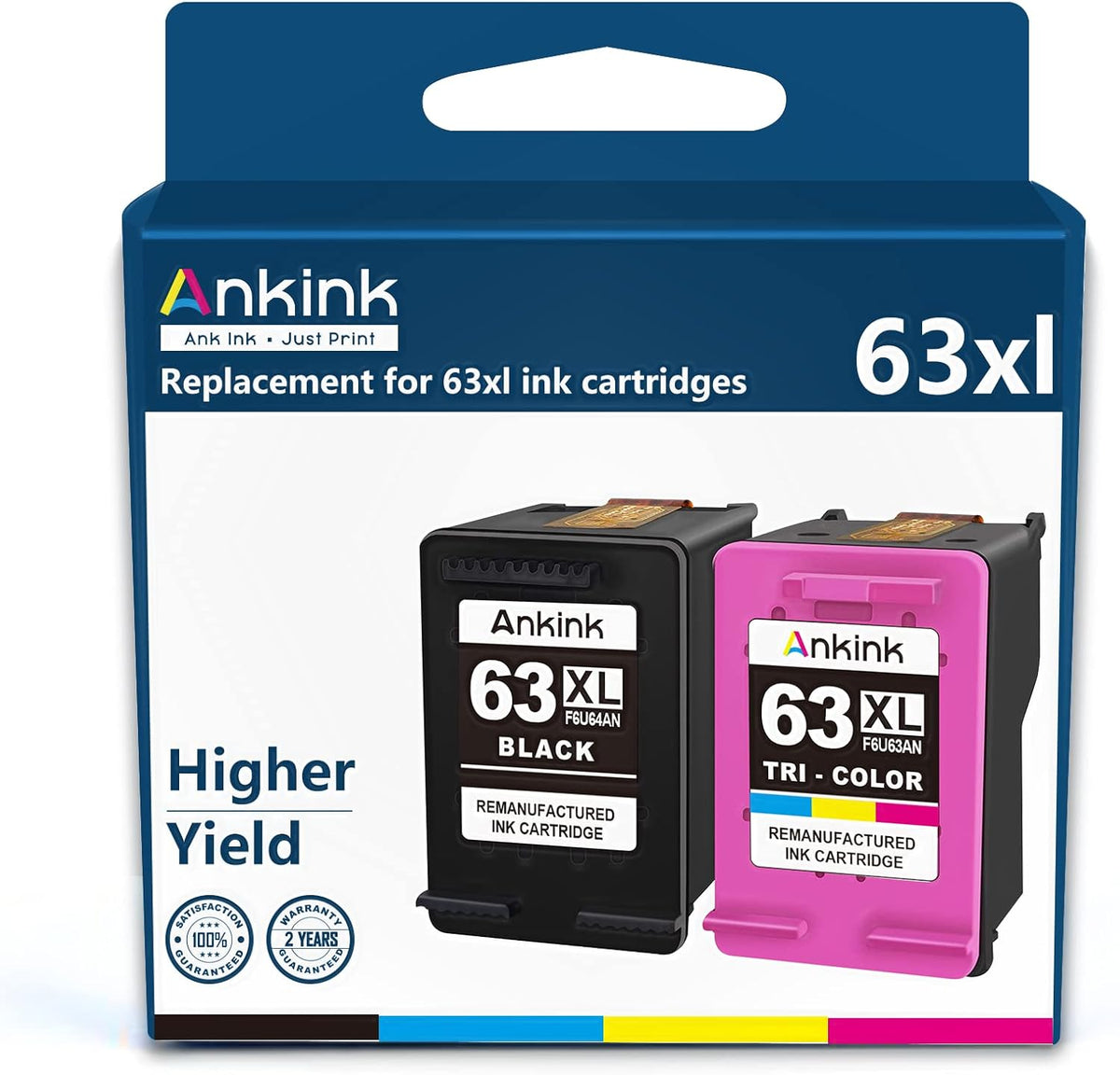 HP 63XL Black and Color Ink Cartridge Pack of 2 J52285