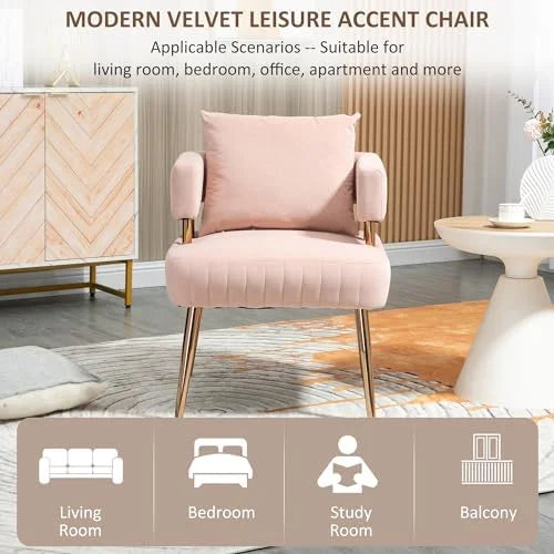 Velvet Small Accent Chair Set of 2 Orange Z396675