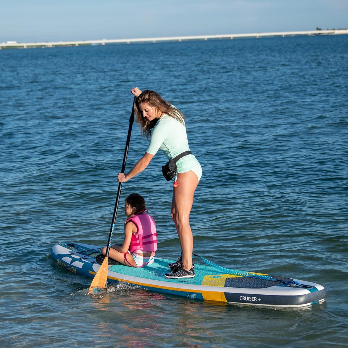 White/Blue Inflatable Stand Up Paddle Board Package E908215