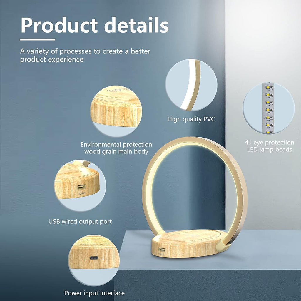LED Wood Table Lamp with 3 Brightness Levels V644929