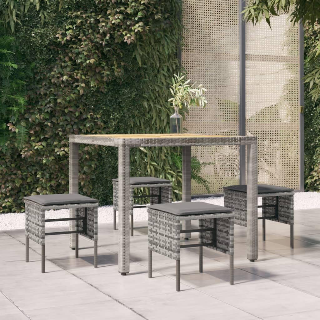 4 pcs Gray Poly Rattan Outdoor Sectional Patio Furniture Set with Cushions W561
