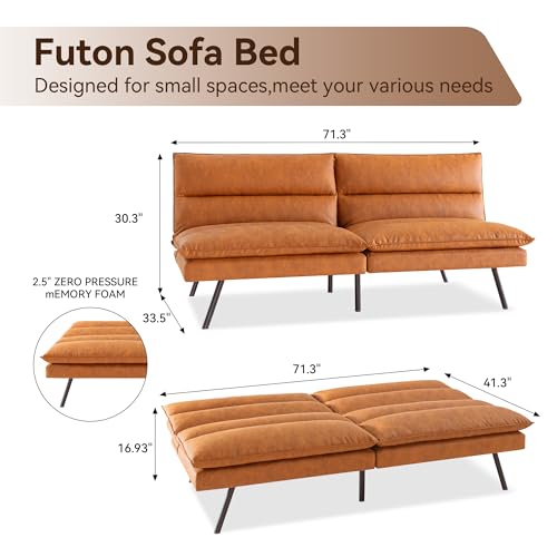 Dark Black Memory Foam Armless Futon Sofa Bed X40804