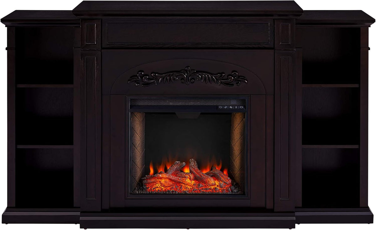 Espresso Electric Fireplace Bookcase M104