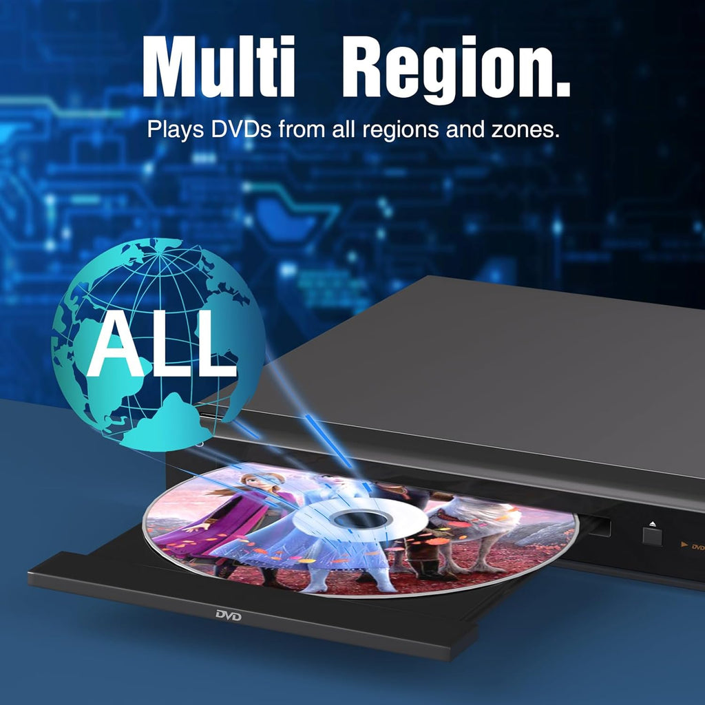 Region-Free DVD Player with HDMI, USB Port, Metal Casing, Remote N9248