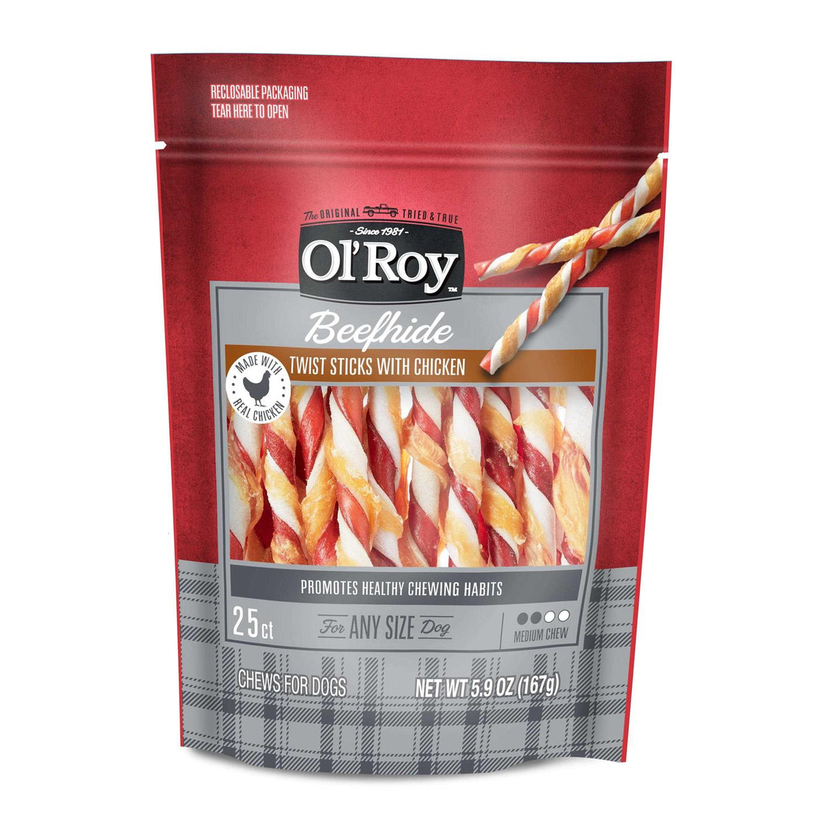 Beefhide Twist Sticks with Chicken U754