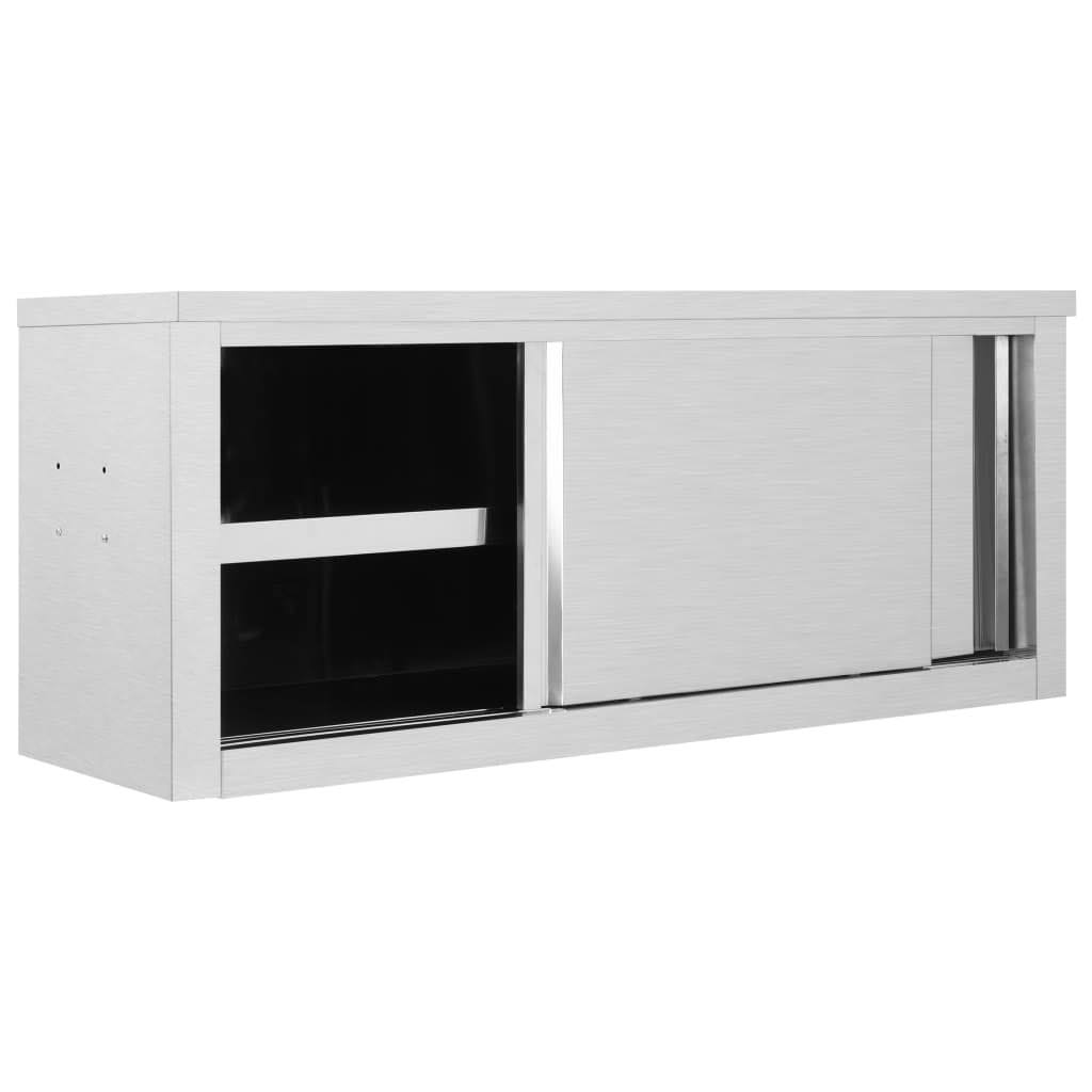 Stainless Steel Kitchen Wall Cabinet with Sliding Doors H77205