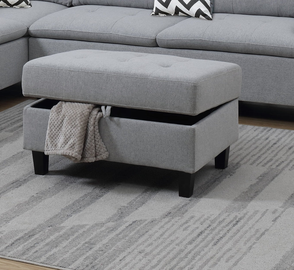 Grey Polyfiber Sectional Sofa with Ottoman and Storage Cushion Pillows A967312