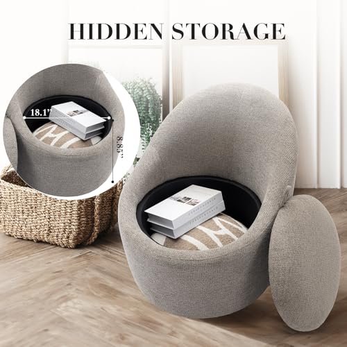 Beige Swivel Accent Chair with Hidden Storage T52985