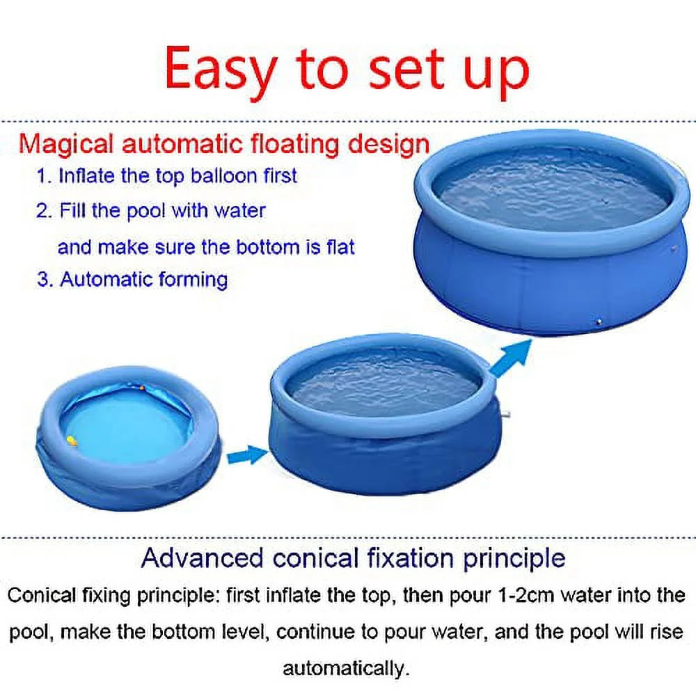 12 ft x 36 in Blue Inflatable Above Ground Round Pool D85171