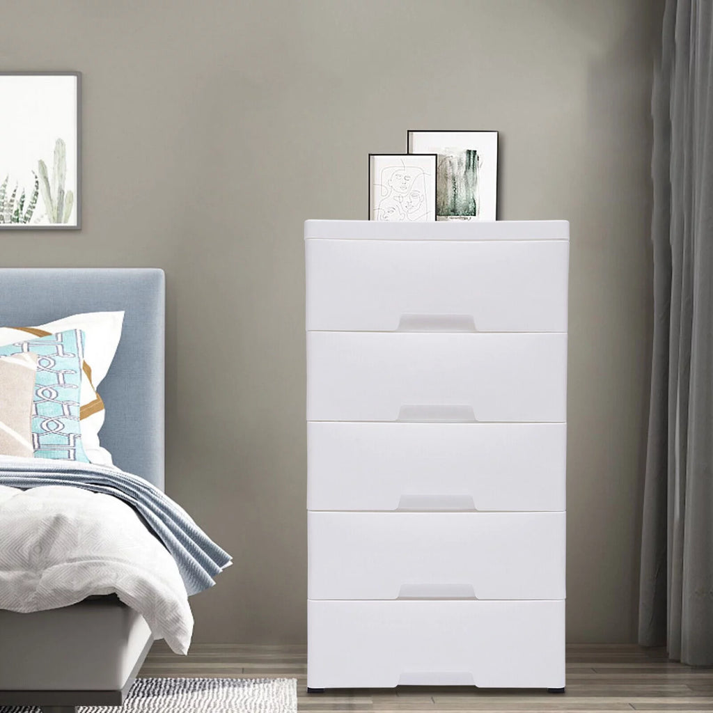 White 5 Drawers Plastic Dresser U102