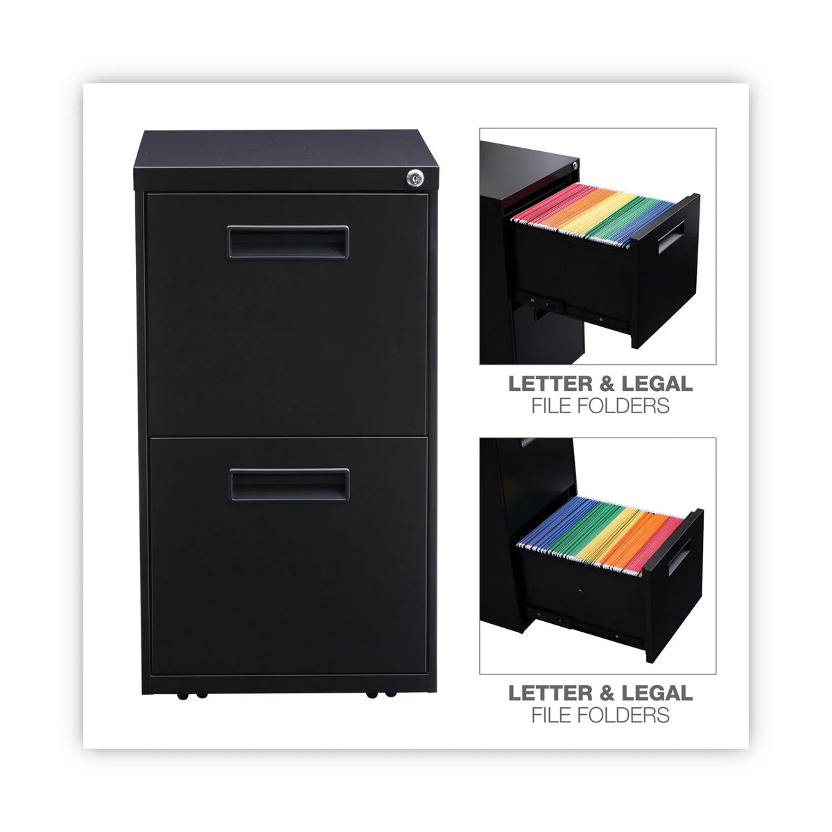 Black Two-Drawer Metal Pedestal File B9202